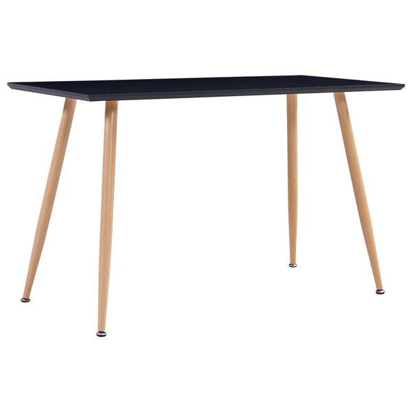 vidaXL Dining Table Black and Oak MDF and Steel