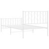 vidaXL Bed Frame White Steel Twin Bed Frame Rectangular Minimalist