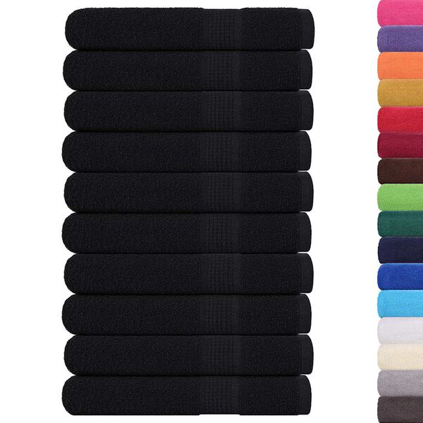 vidaXL Sauna Towel Set of 10 Black 100% Ring-Spun Cotton Extra Long