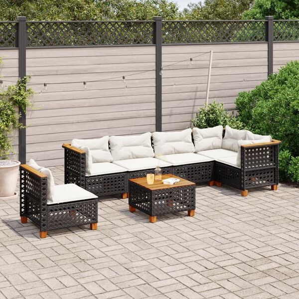 vidaXL Garden Sofa Set Black and Cream White