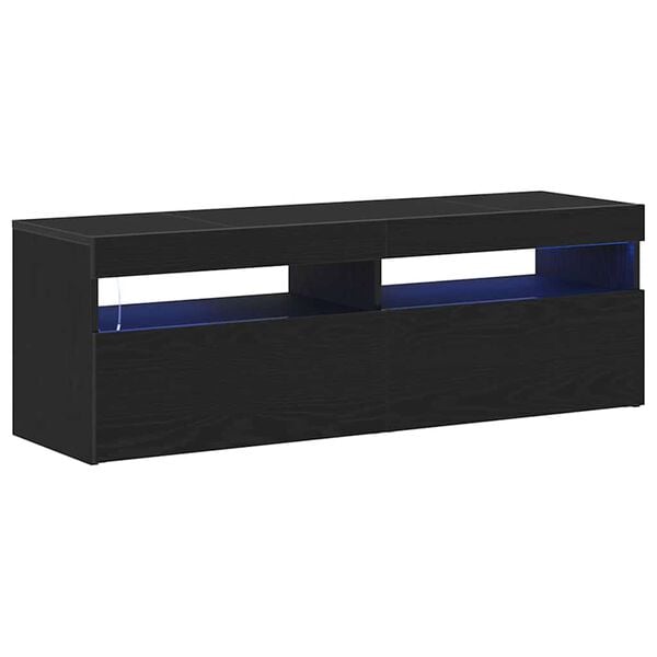 vidaXL TV Cabinet Black Oak 47.24 x 13.78 x 15.75 in Engineered Wood