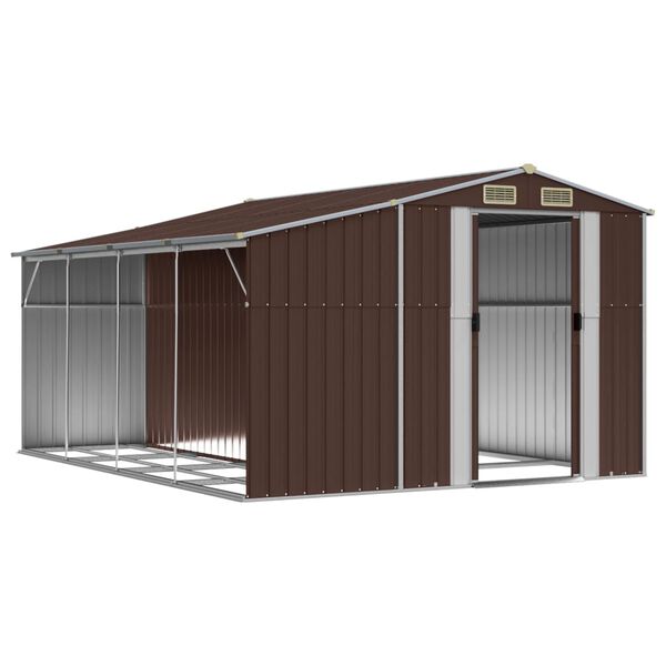 vidaXL Garden Shed Brown Galvanized Steel, Polypropylene Large