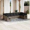 vidaXL Garden Sofa Set Grey PE rattan, powder-coated steel, polyester, foam