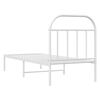 vidaXL Bed Frame White Powder-Coated Steel Small Single Bed Frame