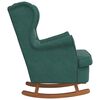 vidaXL Rocking Chair Dark Green Velvet, Solid Rubber Wood Medium