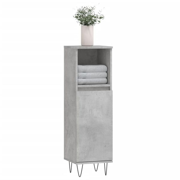 vidaXL Bathroom Cabinet Concrete Grey Engineered Wood, Iron Tall