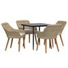 vidaXL Garden Dining Set with Cushion 5 pcs Beige Poly Rattan