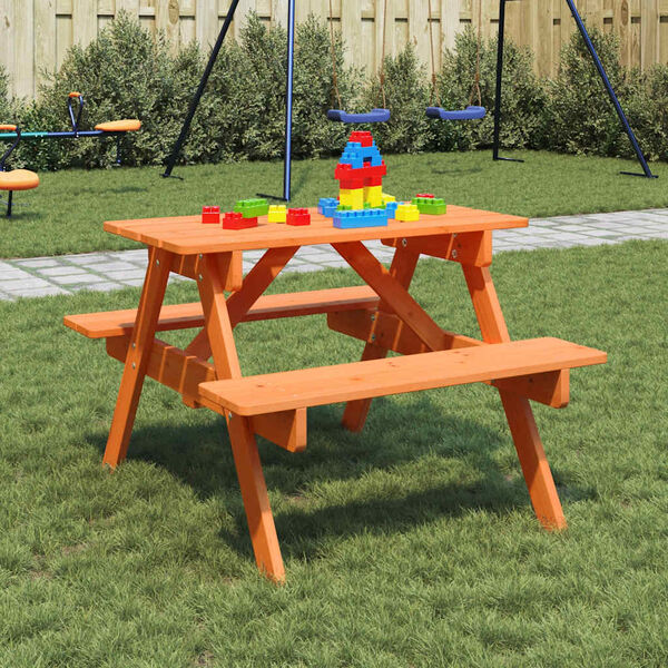 vidaXL Picnic Table Brown Solid fir wood Suitable for children