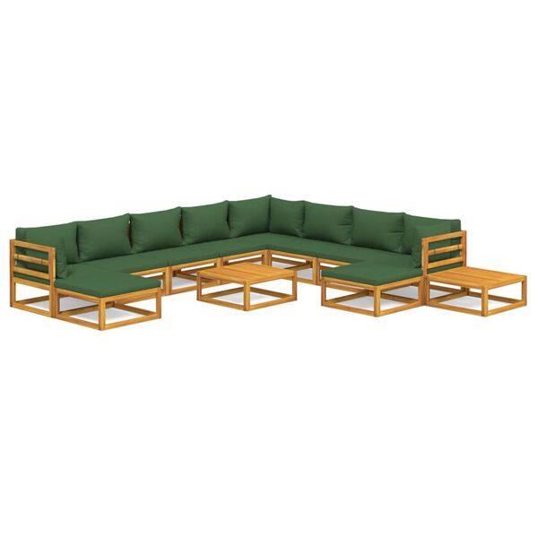 vidaXL Garden Lounge Set Natural Wood, Green Solid Acacia wood, Polyester