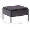 vidaXL Garden Lounge Set Black Poly Rattan, Powder-Coated Steel, Polyester