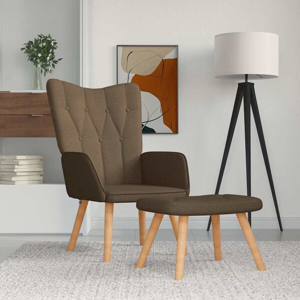 vidaXL Relaxing Chair With Stool Brown