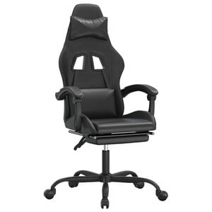 vidaXL Gaming Chair with Footrest Black Faux Leather