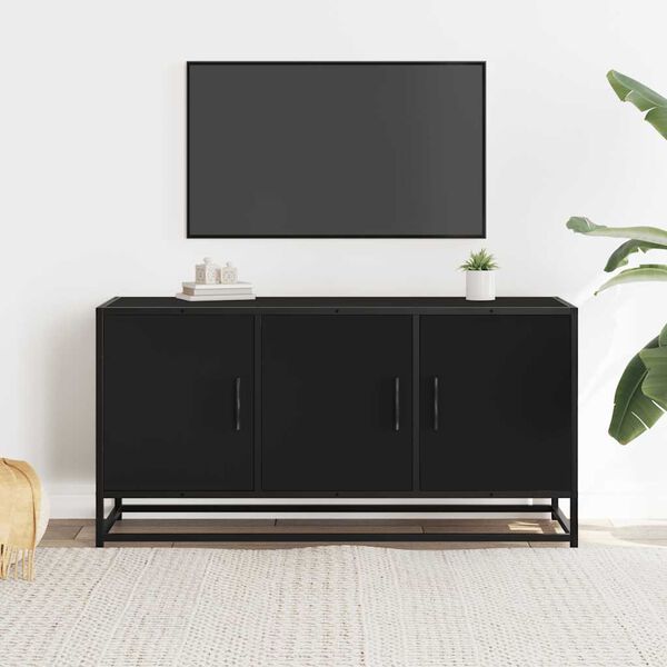 vidaXL TV Cabinet Black Engineered wood, metal Medium TV Cabinet