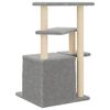 vidaXL Cat Tree Light gray Engineered wood, plush, sisal Medium Durable