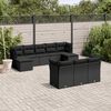 vidaXL Garden Sofa Set Black PE rattan, powder-coated steel Large