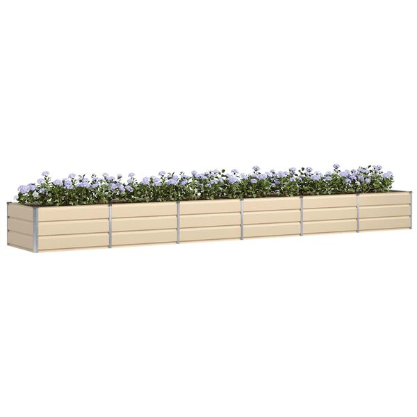 vidaXL Planter Ivory 188.98 x 31.50 x 17.72 in Steel
