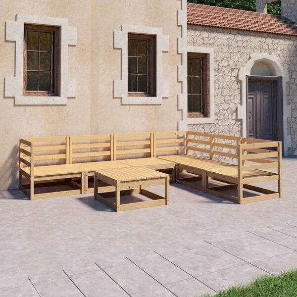 vidaXL Garden Lounge Set Natural Wood Solid Pinewood Medium Modular