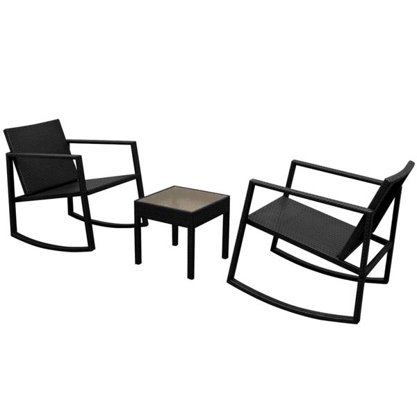 vidaXL Patio Furniture Black Powder-coated steel, PE rattan, Glass Medium