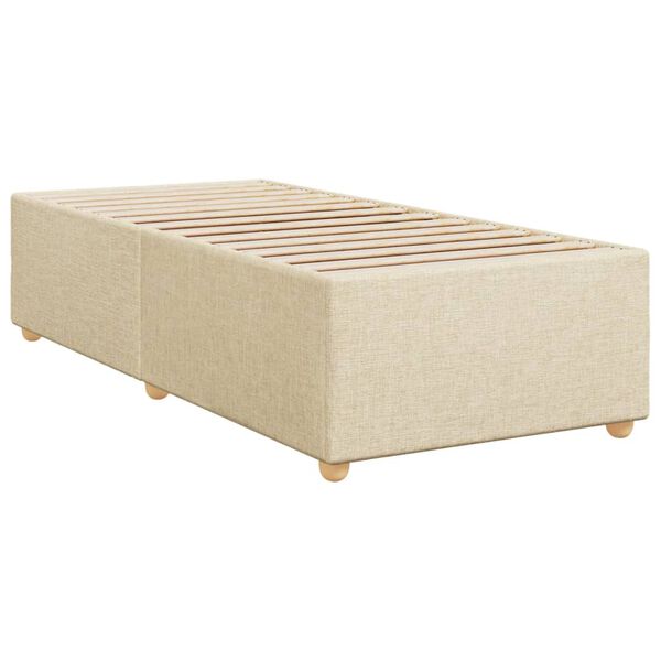 vidaXL Bed Frame Cream Polyester, Plywood, Engineered wood Single