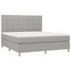 vidaXL Box Spring Bed with Mattress&LED Light Gray 72"x83.9" California King Fabric