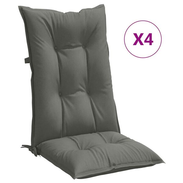 vidaXL Highback Chair Cushion Set of 4 Melange dark grey