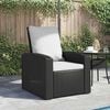 vidaXL Garden Reclining Chair Black, Cream White PE rattan, Steel, Polyester