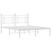 vidaXL Bed Frame White Powder-Coated Steel Full Bed Frame Rectangular
