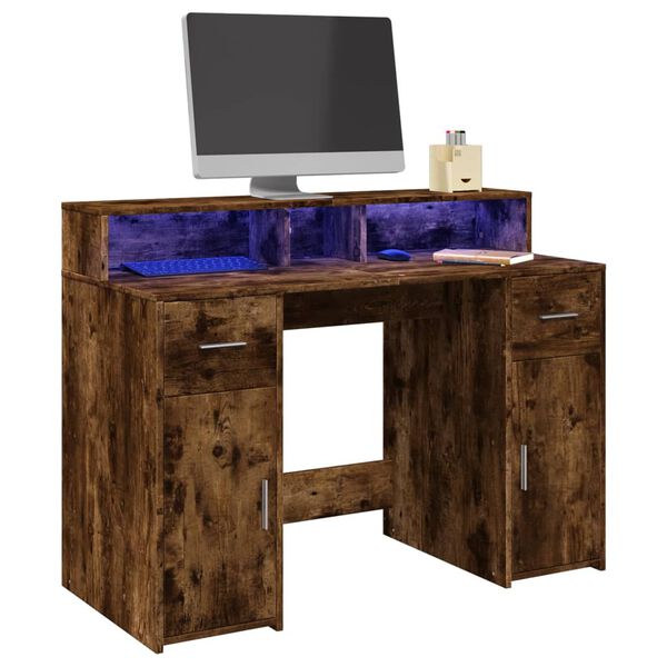 vidaXL Desk Smoked oak Engineered wood Standard desk size Desk