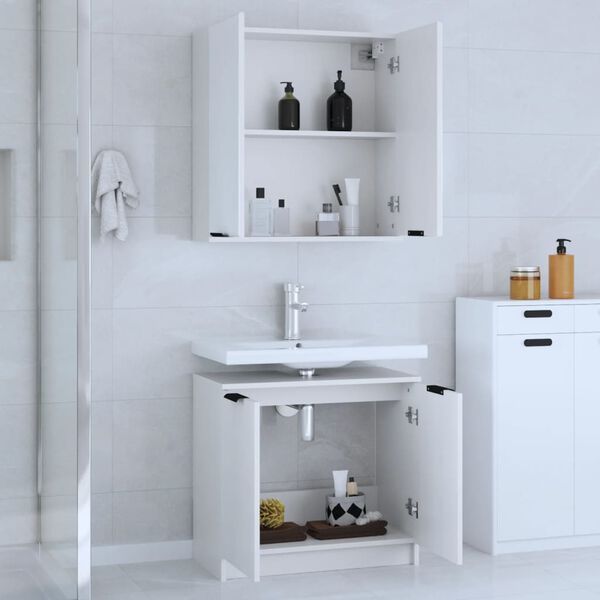 vidaXL Bathroom Furniture Set White Engineered wood, glass Standard