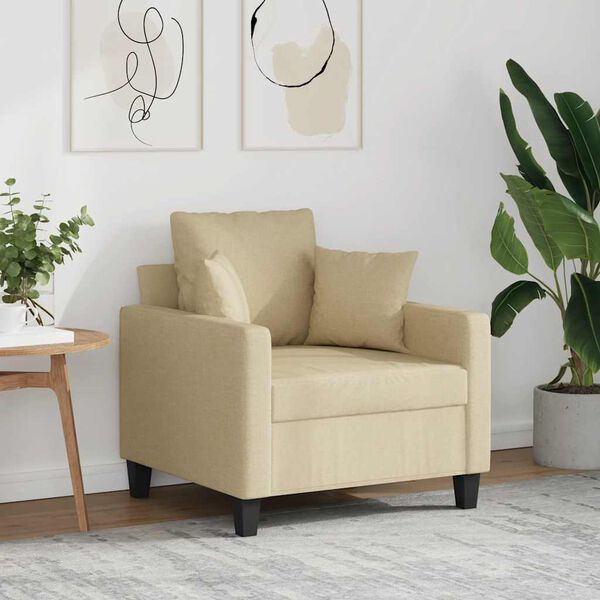 vidaXL Sofa Chair Cream Polyester, Metal, Textilene 23.6 in Seat Width