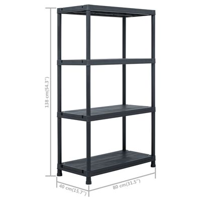vidaXL Storage Shelf Racks 2 pcs Black 440.9 lb 31.5"x15.7"x54.3" Plastic