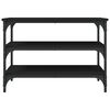 vidaXL Shoe Bench Black Engineered Wood, Metal Medium Adjustable Feet