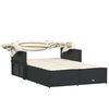 vidaXL Double Sun Lounger Black PE rattan Double-sized