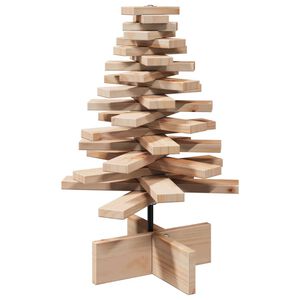vidaXL Wooden Christmas Tree Natural Wood Solid Pine Wood Small