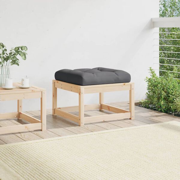 vidaXL Garden Footstool Natural wood and anthracite