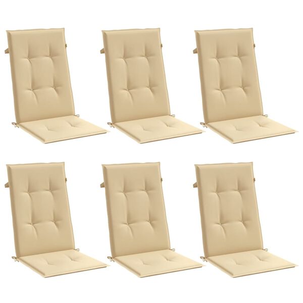 vidaXL Highback Chair Cushion Set of 6 Melange Beige