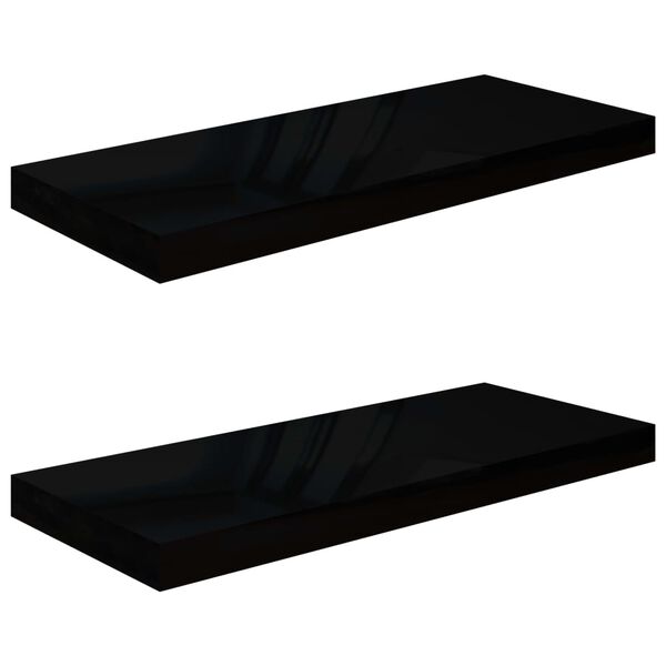 vidaXL Wall Shelf Set of 2 High gloss black Honeycomb MDF, metal Medium