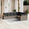 vidaXL Garden Sofa Set Grey PE rattan 9 Piece Set Adjustable Armrests