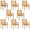 vidaXL Dining Chair Set of 8 Natural Wood Solid acacia wood Standard