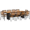 vidaXL Garden Dining Set 11 pcs Black 94.5" x 35.4" x 29.5