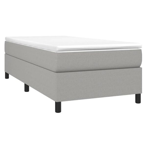 vidaXL Box Spring Bed with Mattress Light Gray 39.4"x74.8" Twin Fabric