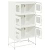 vidaXL Highboard White Cold-rolled Steel Tall Modern Storage Cabinet
