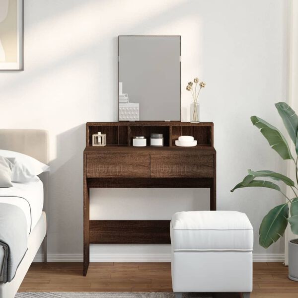 vidaXL Dressing Table Brown Oak Engineered Wood Medium Dressing Table