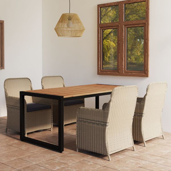 vidaXL 5 Piece Patio Dining Set Brown