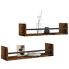 vidaXL Wall Shelf Set of 2 Smoked oak Engineered wood, steel 23.6 in