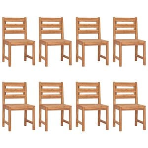 vidaXL Garden Chair Set of 8 Warm Teak Solid Teak Wood Standard Size