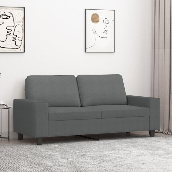 vidaXL 2-seater Sofa Dark Gray Polyester, Metal, Foam Medium