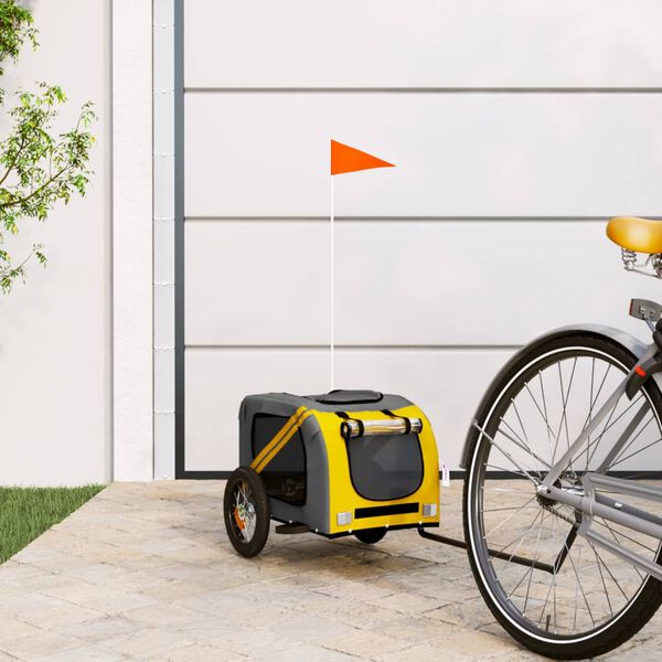 vidaXL Pet Bike Trailer Yellow Oxford fabric Medium Pet Bike Trailer
