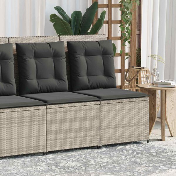 vidaXL Garden Sofa with Cushion Light gray Poly rattan