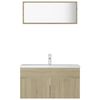 vidaXL Bathroom Furniture Set Sonoma Oak, White Engineered wood, Ceramic